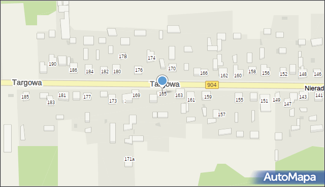 Nierada, Targowa, 165, mapa Nierada