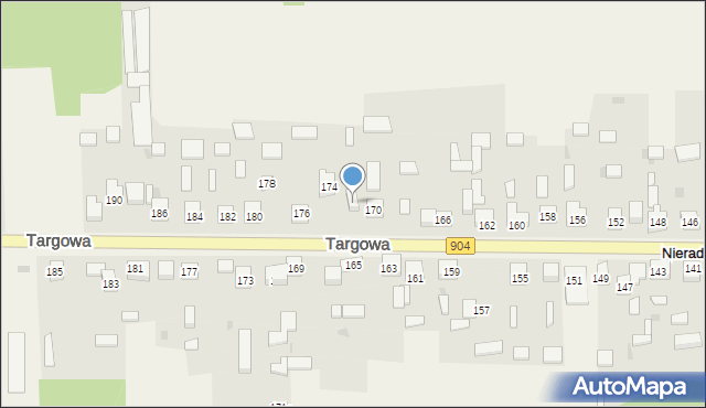 Nierada, Targowa, 172, mapa Nierada