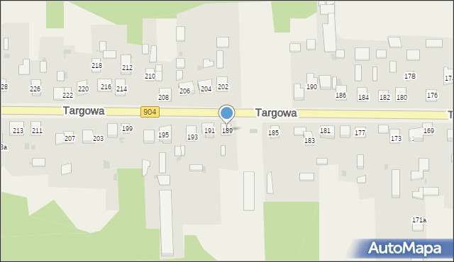 Nierada, Targowa, 189, mapa Nierada