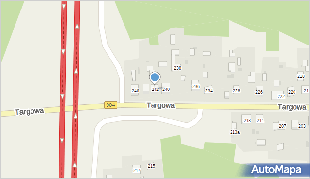 Nierada, Targowa, 242, mapa Nierada