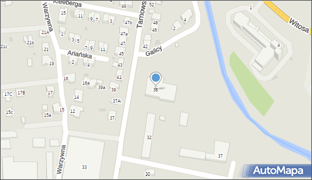 Nowy Sącz, Tarnowska, 38, mapa Nowego Sącza