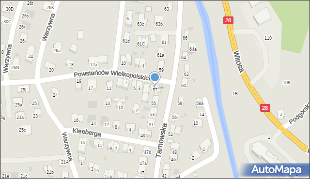 Nowy Sącz, Tarnowska, 57, mapa Nowego Sącza