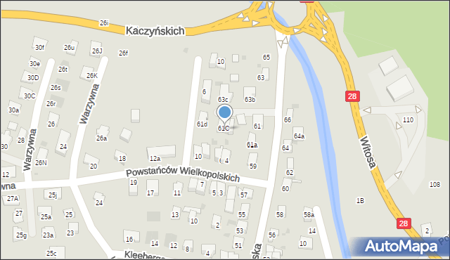 Nowy Sącz, Tarnowska, 61b, mapa Nowego Sącza