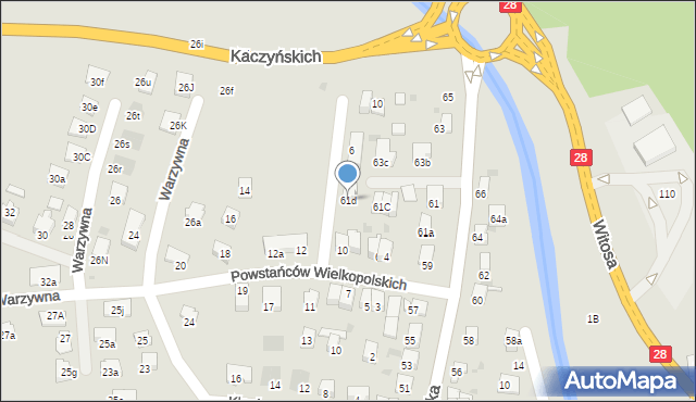 Nowy Sącz, Tarnowska, 61d, mapa Nowego Sącza