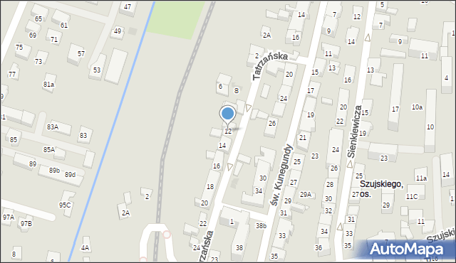 Nowy Sącz, Tatrzańska, 12, mapa Nowego Sącza