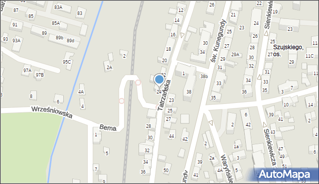 Nowy Sącz, Tatrzańska, 24, mapa Nowego Sącza