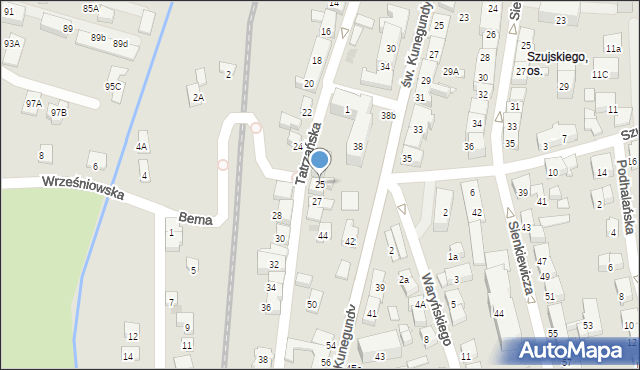 Nowy Sącz, Tatrzańska, 25, mapa Nowego Sącza