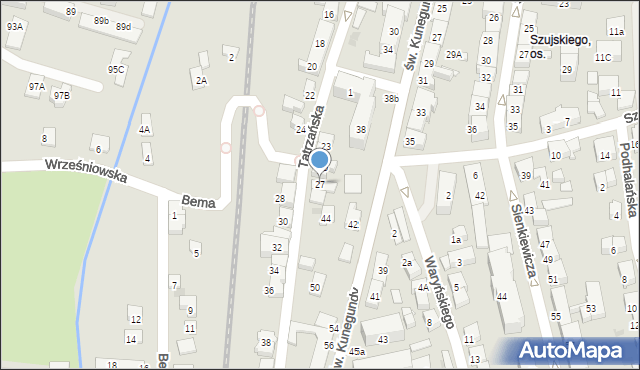 Nowy Sącz, Tatrzańska, 27, mapa Nowego Sącza