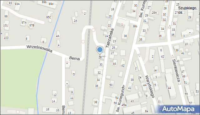 Nowy Sącz, Tatrzańska, 28, mapa Nowego Sącza