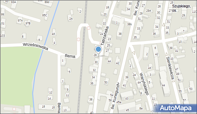 Nowy Sącz, Tatrzańska, 28A, mapa Nowego Sącza