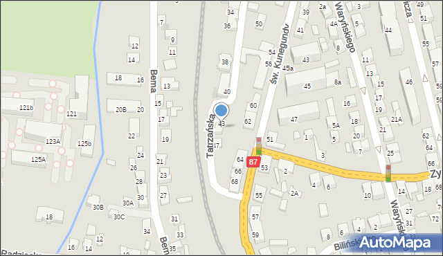 Nowy Sącz, Tatrzańska, 45, mapa Nowego Sącza