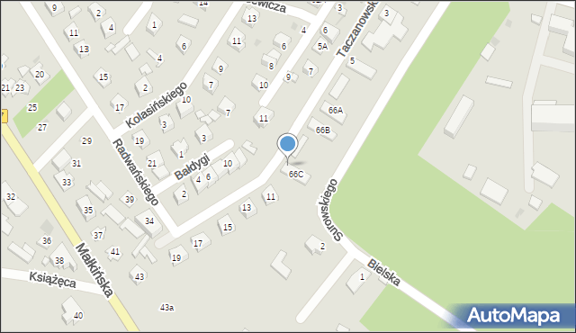 Ostrów Mazowiecka, Taczanowskiego Ksawerego, 9a, mapa Ostrów Mazowiecka