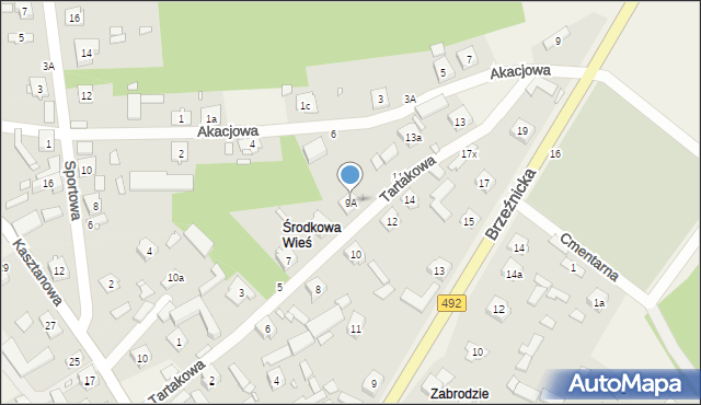 Ostrowy nad Okszą, Tartakowa, 9A, mapa Ostrowy nad Okszą