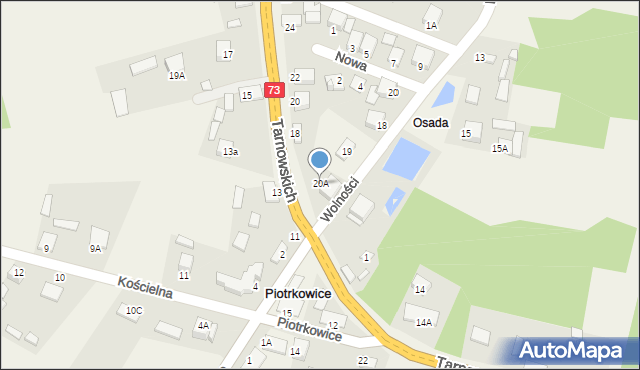 Piotrkowice, Tarnowskich, 20A, mapa Piotrkowice