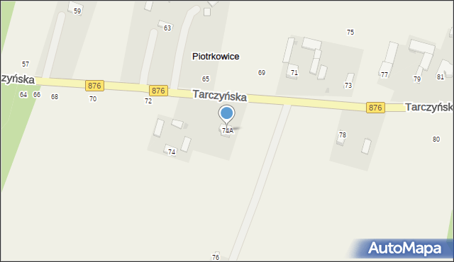 Piotrkowice, Tarczyńska, 74A, mapa Piotrkowice