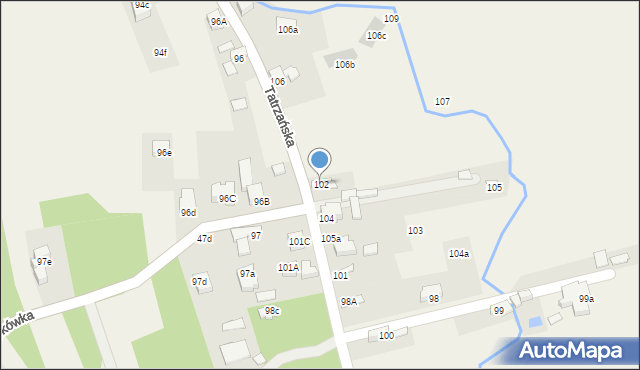 Poronin, Tatrzańska, 102, mapa Poronin