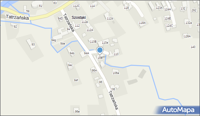 Poronin, Tatrzańska, 108, mapa Poronin