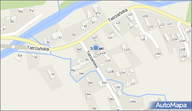 Poronin, Tatrzańska, 112b, mapa Poronin