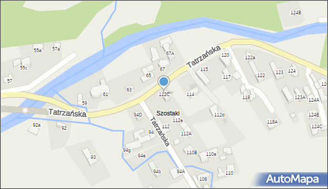 Poronin, Tatrzańska, 112C, mapa Poronin