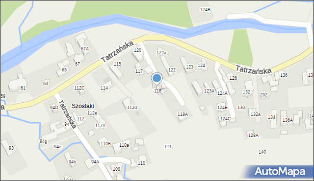 Poronin, Tatrzańska, 118, mapa Poronin