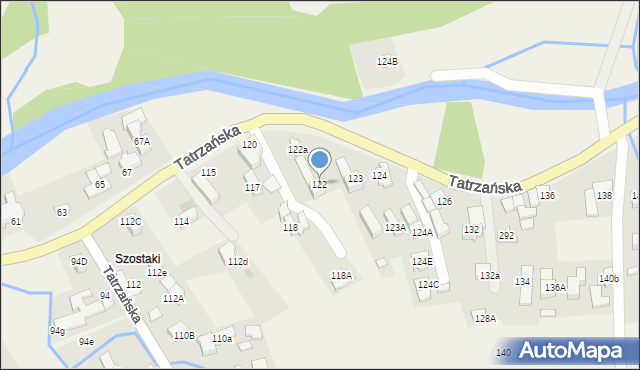 Poronin, Tatrzańska, 122, mapa Poronin