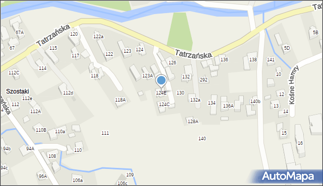 Poronin, Tatrzańska, 124E, mapa Poronin