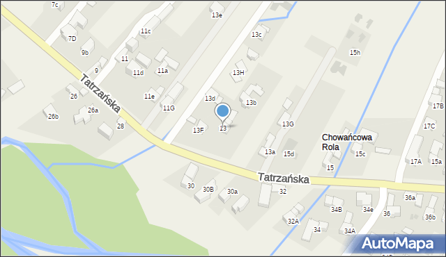 Poronin, Tatrzańska, 13, mapa Poronin