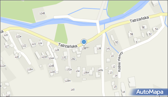 Poronin, Tatrzańska, 136, mapa Poronin