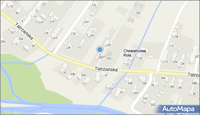 Poronin, Tatrzańska, 13a, mapa Poronin