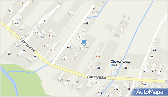 Poronin, Tatrzańska, 13b, mapa Poronin