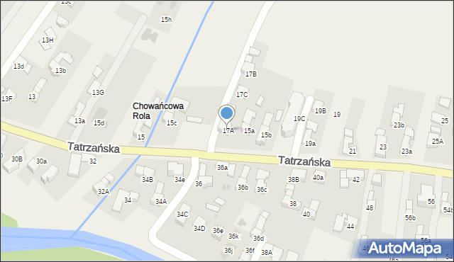 Poronin, Tatrzańska, 17A, mapa Poronin