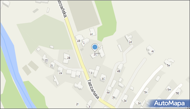 Poronin, Tatrzańska, 1C, mapa Poronin