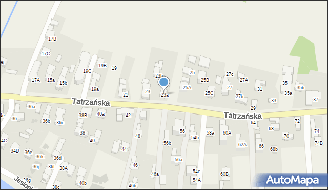 Poronin, Tatrzańska, 23a, mapa Poronin