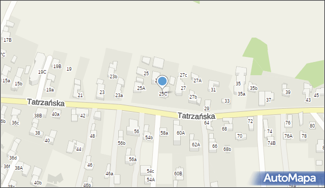 Poronin, Tatrzańska, 25C, mapa Poronin