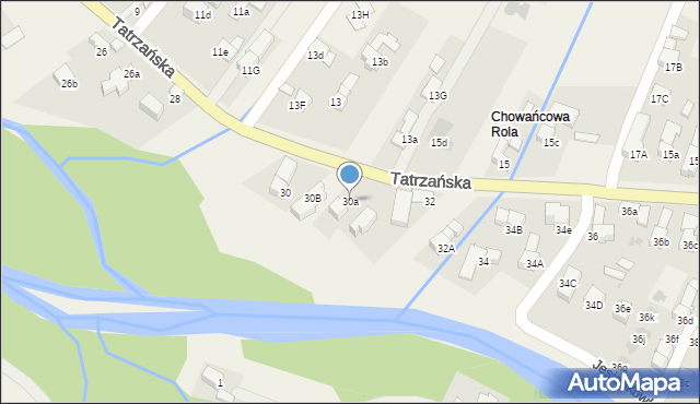 Poronin, Tatrzańska, 30a, mapa Poronin