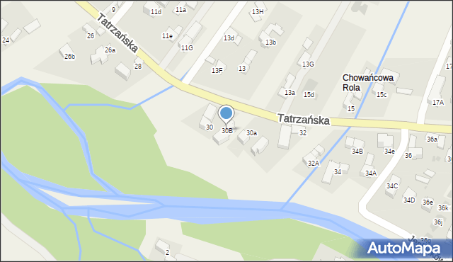 Poronin, Tatrzańska, 30B, mapa Poronin