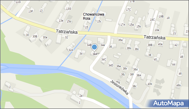 Poronin, Tatrzańska, 34A, mapa Poronin