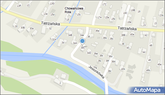 Poronin, Tatrzańska, 34C, mapa Poronin