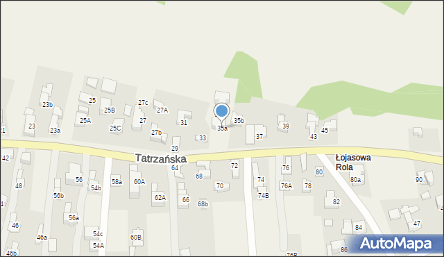 Poronin, Tatrzańska, 35a, mapa Poronin