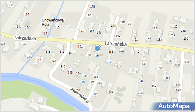 Poronin, Tatrzańska, 36c, mapa Poronin