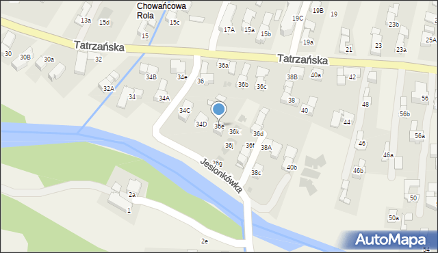 Poronin, Tatrzańska, 36e, mapa Poronin
