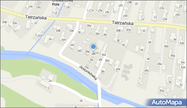 Poronin, Tatrzańska, 36k, mapa Poronin