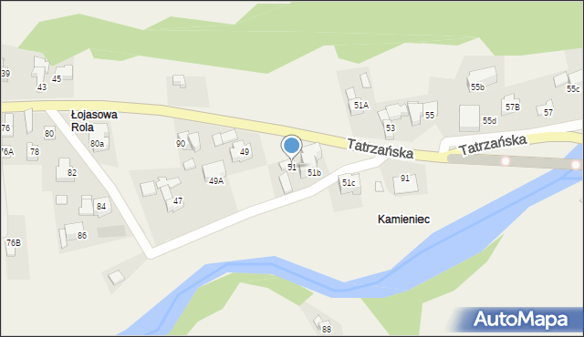 Poronin, Tatrzańska, 51, mapa Poronin