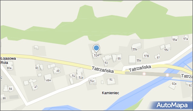 Poronin, Tatrzańska, 51A, mapa Poronin