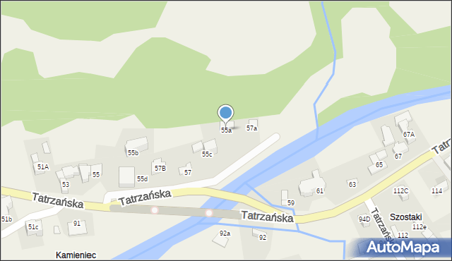 Poronin, Tatrzańska, 55a, mapa Poronin