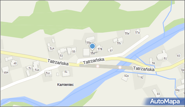 Poronin, Tatrzańska, 55d, mapa Poronin