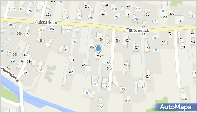 Poronin, Tatrzańska, 56a, mapa Poronin