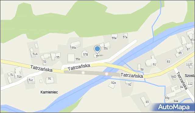 Poronin, Tatrzańska, 57, mapa Poronin