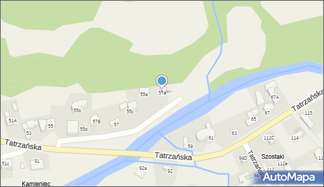 Poronin, Tatrzańska, 57a, mapa Poronin