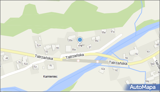 Poronin, Tatrzańska, 57B, mapa Poronin